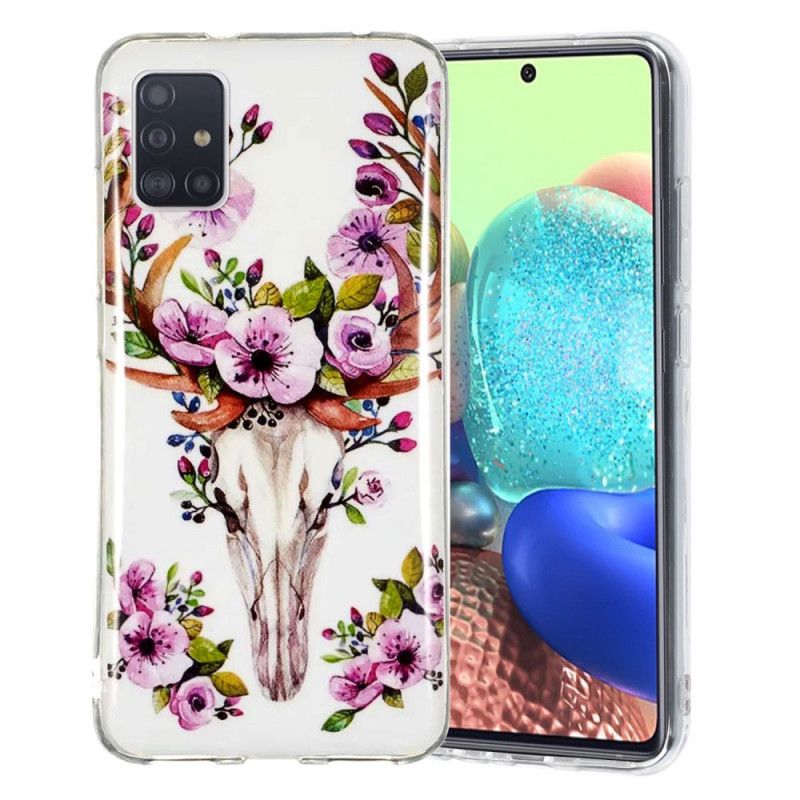 Etui Samsung Galaxy A51 5G Fluorescencyjny Kwiecisty Łoś Etui Ochronne