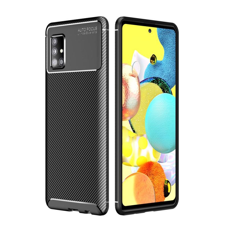 Etui Samsung Galaxy A51 5G Granatowy Czarny Elastyczna Tekstura Włókna Węglowego