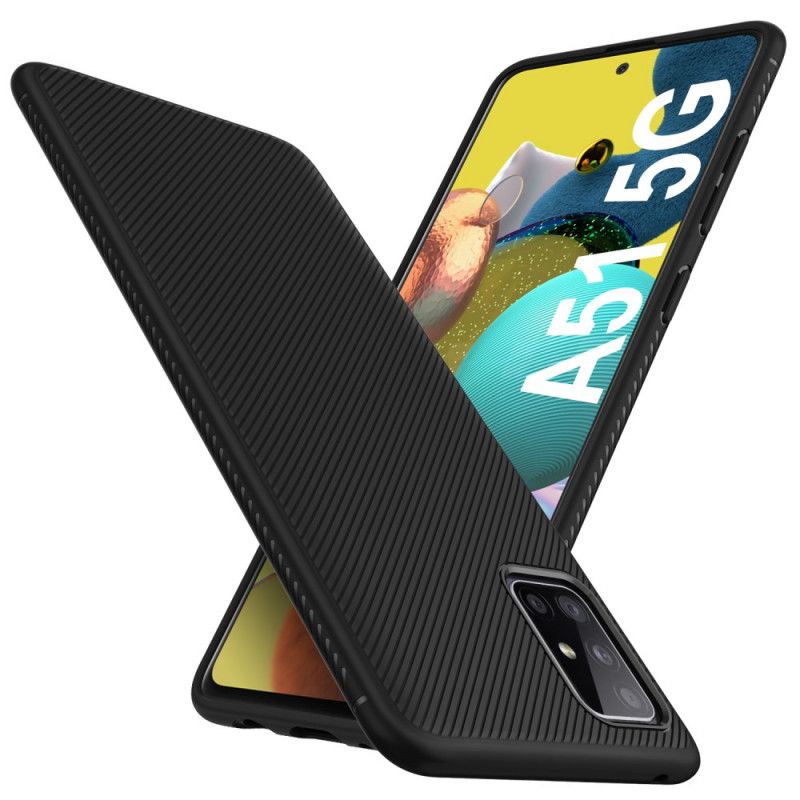 Etui Samsung Galaxy A51 5G Granatowy Czarny Skośny Serial Jazzowy