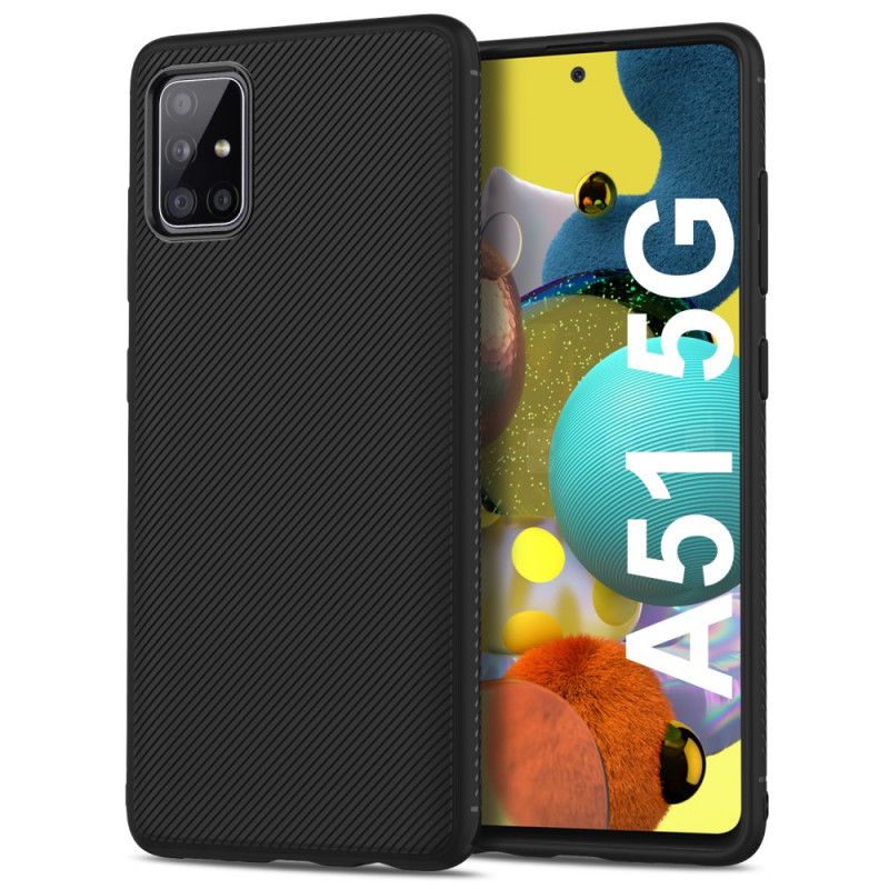 Etui Samsung Galaxy A51 5G Granatowy Czarny Skośny Serial Jazzowy