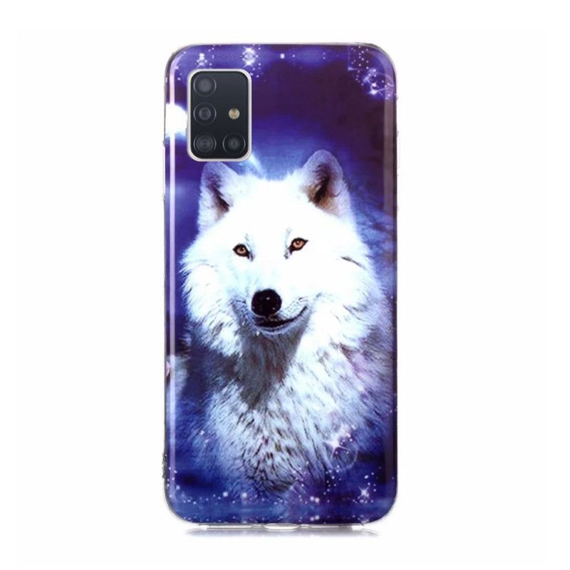 Etui Samsung Galaxy A51 5G Granatowy Zielony Fluorescencyjna Seria Wilków