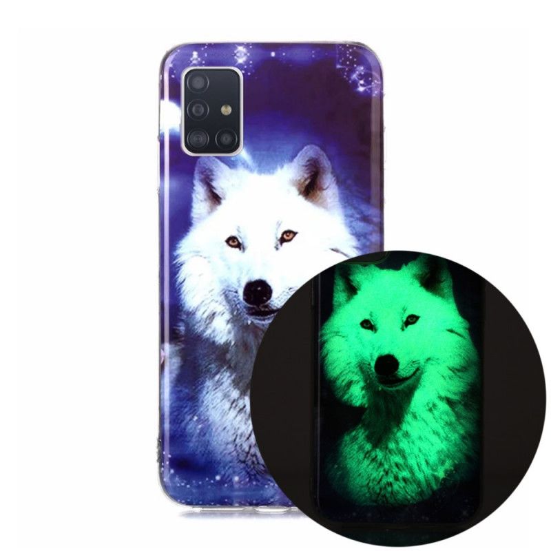 Etui Samsung Galaxy A51 5G Granatowy Zielony Fluorescencyjna Seria Wilków