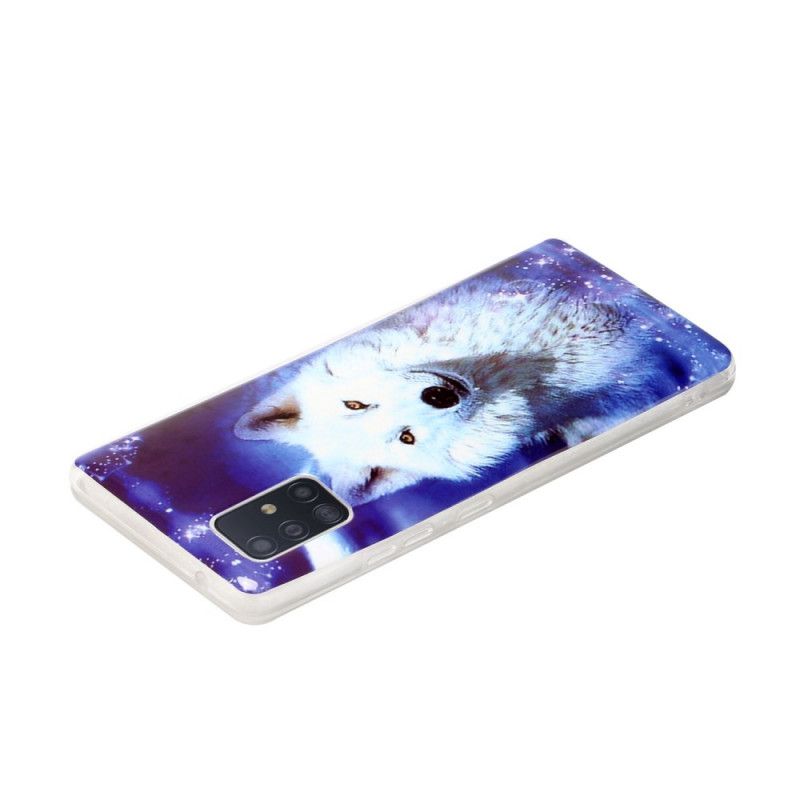 Etui Samsung Galaxy A51 5G Granatowy Zielony Fluorescencyjna Seria Wilków