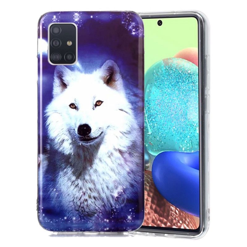 Etui Samsung Galaxy A51 5G Granatowy Zielony Fluorescencyjna Seria Wilków