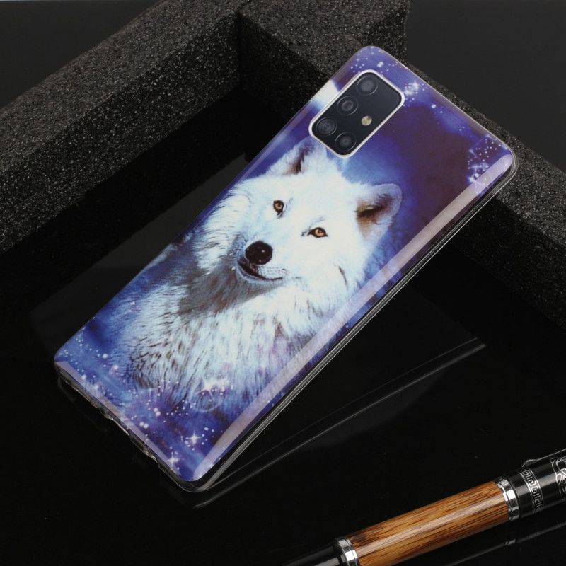 Etui Samsung Galaxy A51 5G Granatowy Zielony Fluorescencyjna Seria Wilków