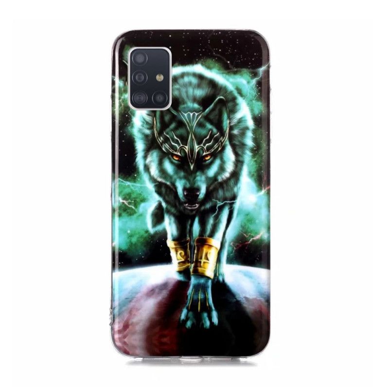 Etui Samsung Galaxy A51 5G Granatowy Zielony Fluorescencyjna Seria Wilków