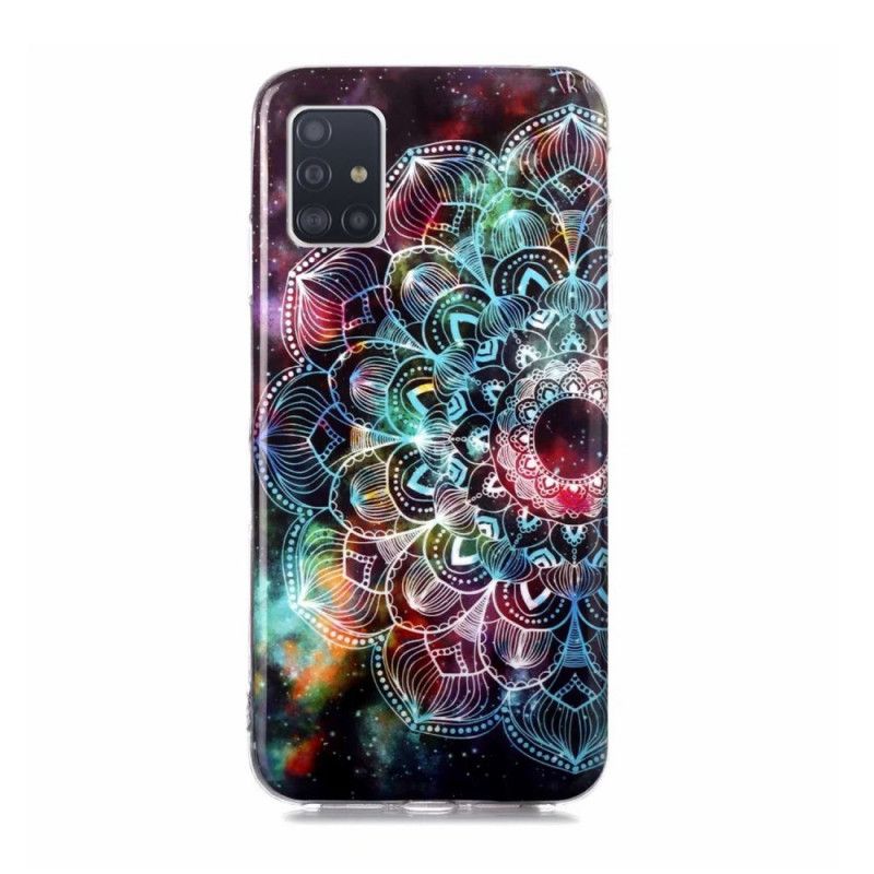 Etui Samsung Galaxy A51 5G Jasnoniebieski Czerwony Fluorescencyjna Seria Kwiatowa Etui Ochronne