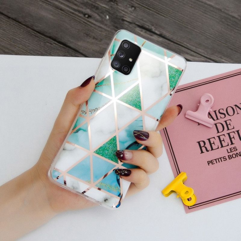 Etui Samsung Galaxy A51 5G Zielony Czarny Geometria W Kolorze Marmuru 2