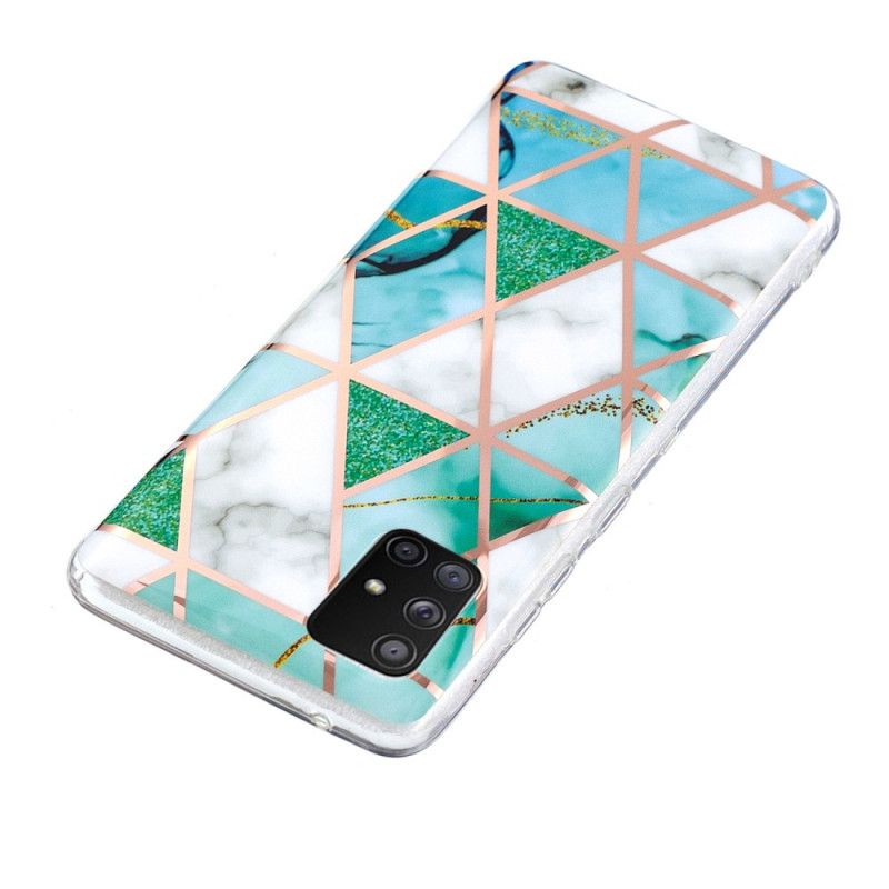 Etui Samsung Galaxy A51 5G Zielony Czarny Geometria W Kolorze Marmuru 2