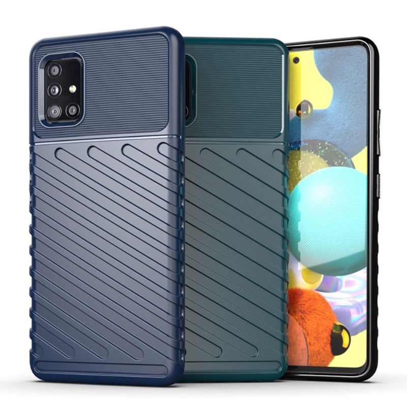 Etui Samsung Galaxy A51 5G Zielony Czarny Seria Grzmotów Etui Ochronne