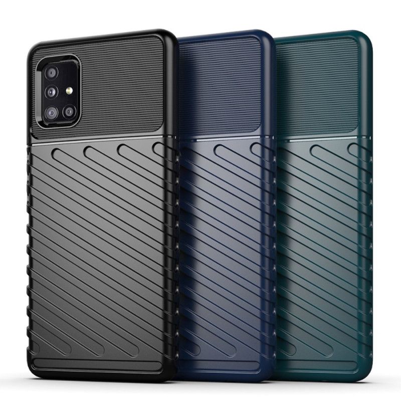 Etui Samsung Galaxy A51 5G Zielony Czarny Seria Grzmotów Etui Ochronne