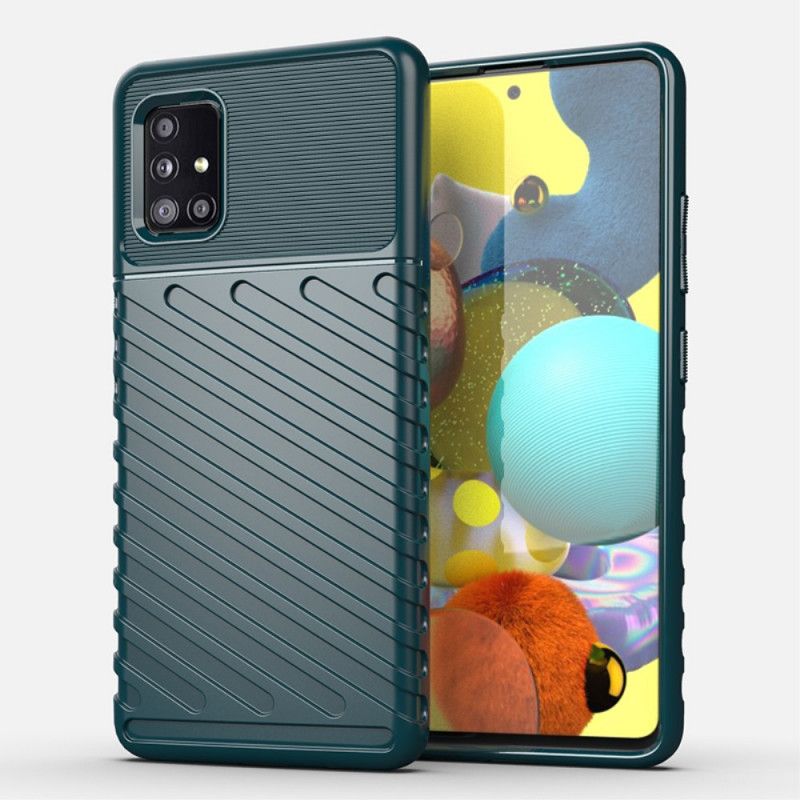 Etui Samsung Galaxy A51 5G Zielony Czarny Seria Grzmotów Etui Ochronne