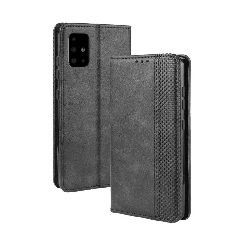 Flip Kotelot Samsung Galaxy A51 5G Czerwony Czarny Etui na Telefon Stylizowany Efekt Skóry W Stylu Vintage