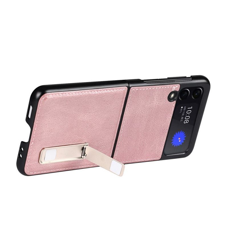 Etui Do Samsung Galaxy Z Flip 3 5g Stojak Ze Skóry W Stylu