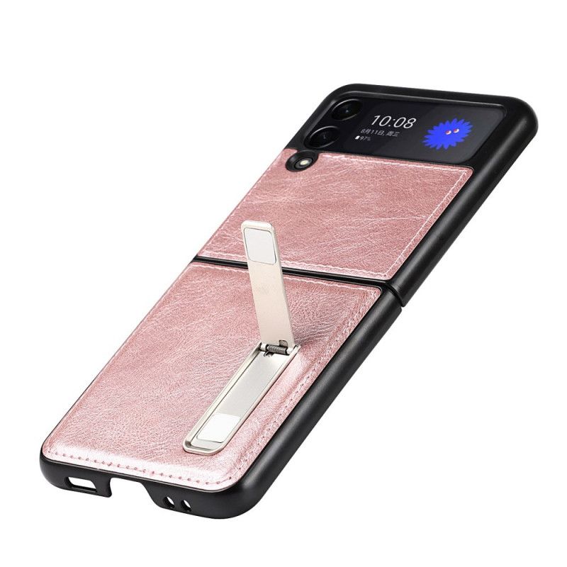 Etui Do Samsung Galaxy Z Flip 3 5g Stojak Ze Skóry W Stylu