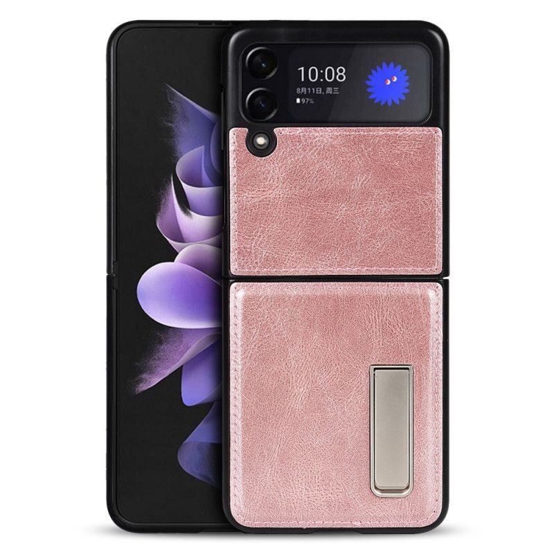 Etui Do Samsung Galaxy Z Flip 3 5g Stojak Ze Skóry W Stylu