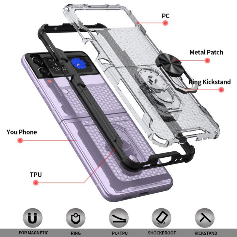 Etui Samsung Galaxy Z Flip 3 5g Wzmocnione Krawędzie Pierścieniem Nośnym Etui Ochronne