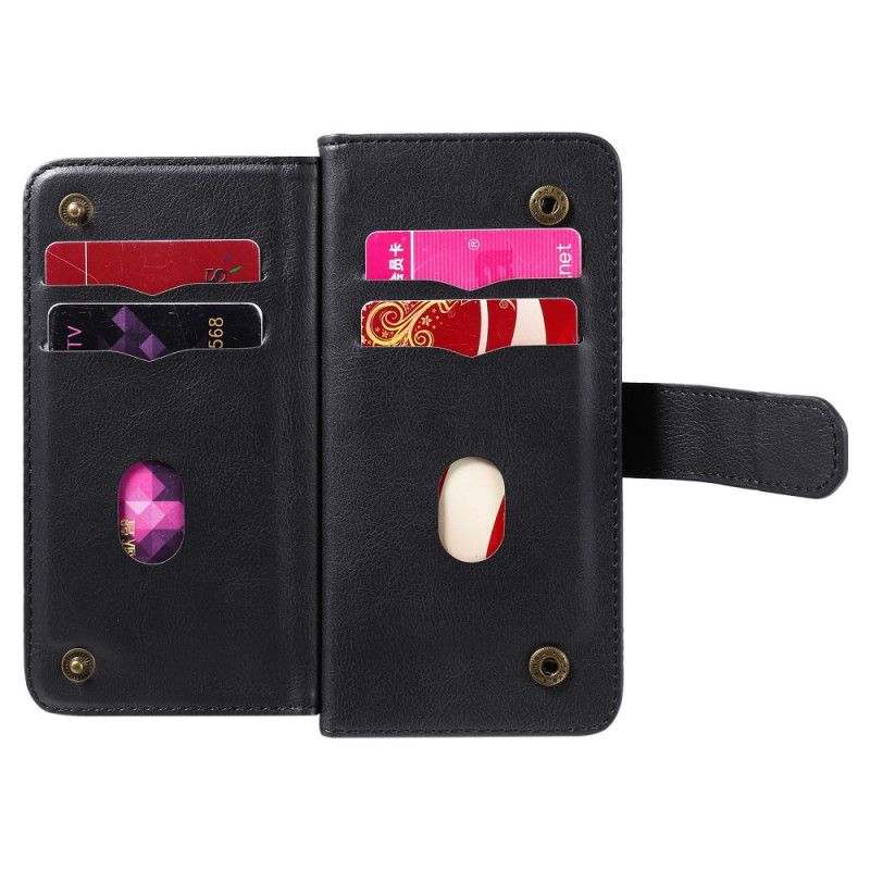 Etui Folio Google Pixel 4a Granatowy Czarny Wielofunkcyjne Etui Na 10 Kart