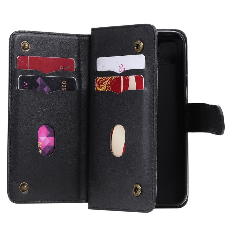 Etui Folio Google Pixel 4a Granatowy Czarny Wielofunkcyjne Etui Na 10 Kart