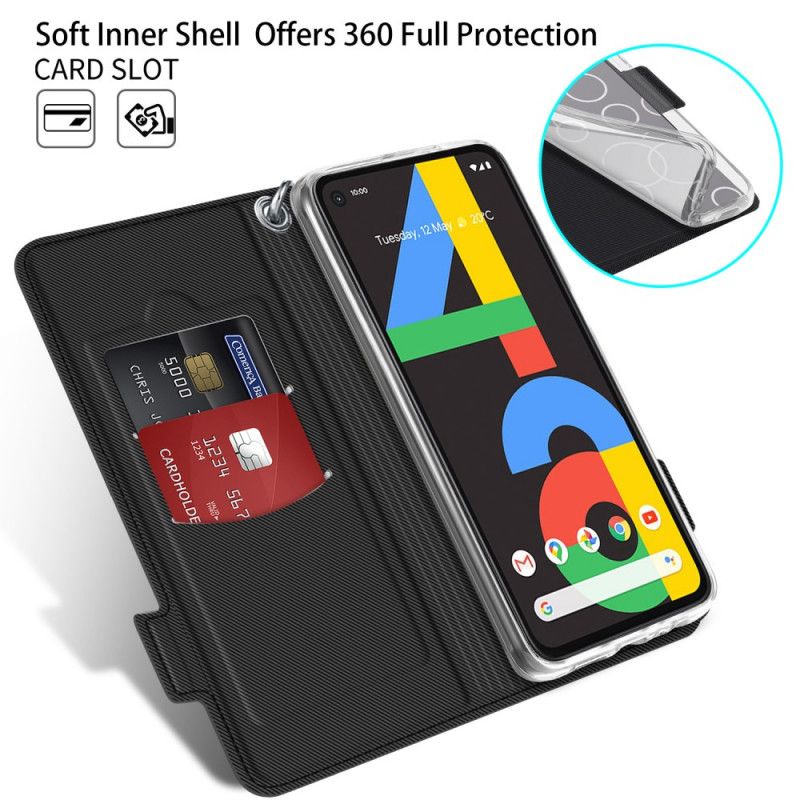 Etui Folio Google Pixel 4a Różowy Czarny Dwukolorowa Seria Baiyu Etui Ochronne