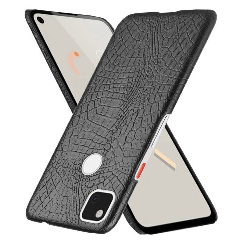 Etui Google Pixel 4a Biały Czarny Efekt Skóry Krokodyla Etui Ochronne