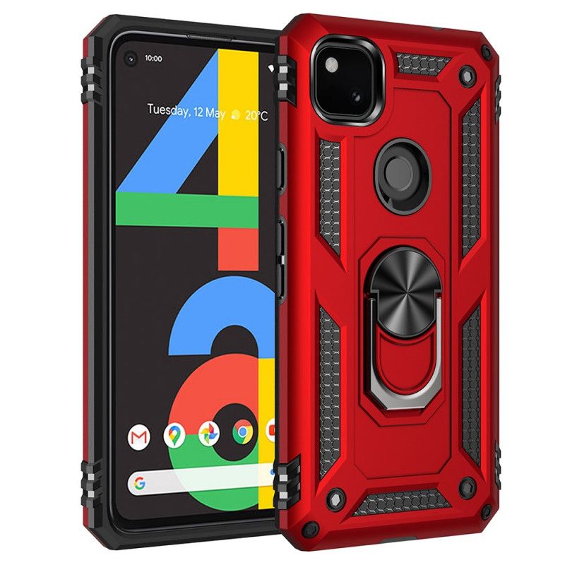 Etui Google Pixel 4a Czerwony Czarny Pierścień Premium