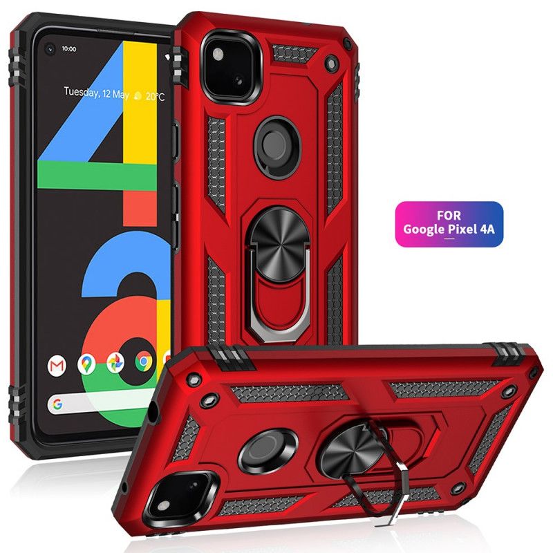 Etui Google Pixel 4a Czerwony Czarny Pierścień Premium