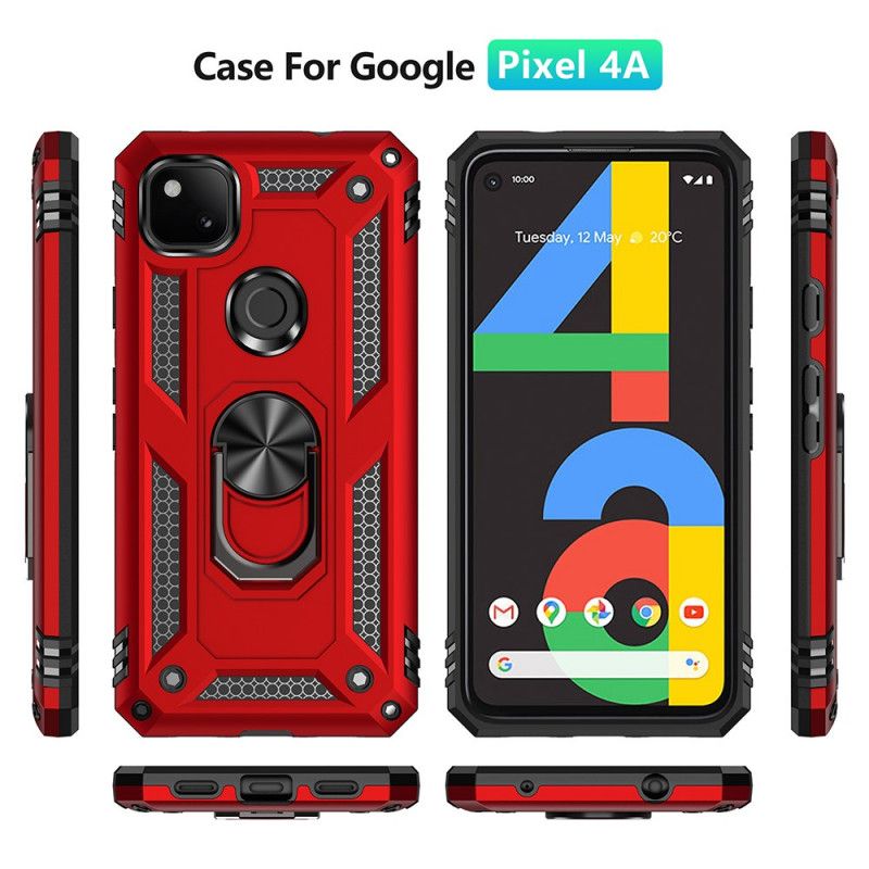 Etui Google Pixel 4a Czerwony Czarny Pierścień Premium