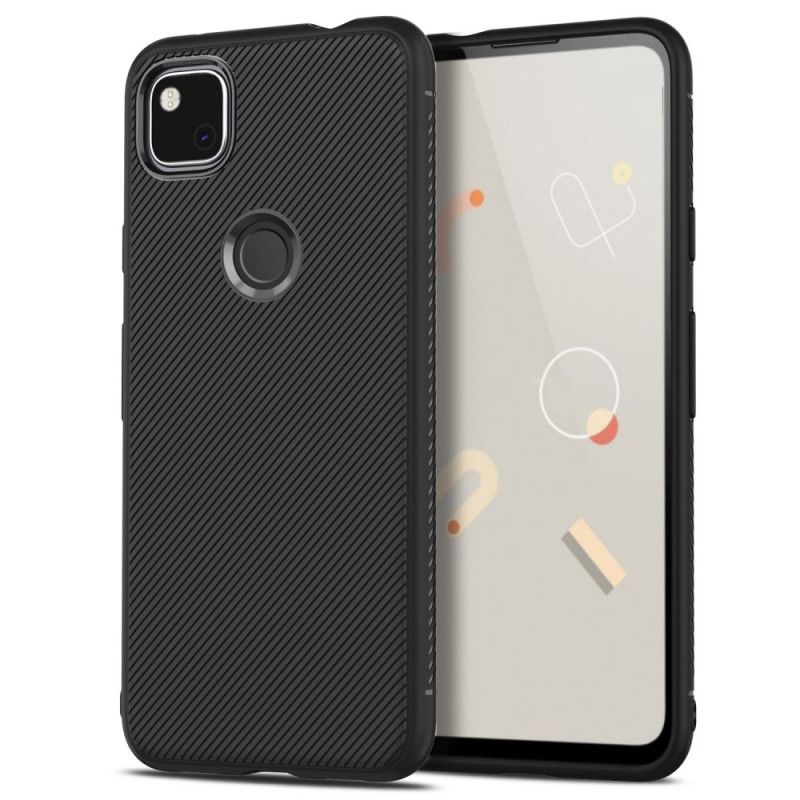 Etui Google Pixel 4a Granatowy Czarny Skośny Serial Jazzowy Etui Ochronne