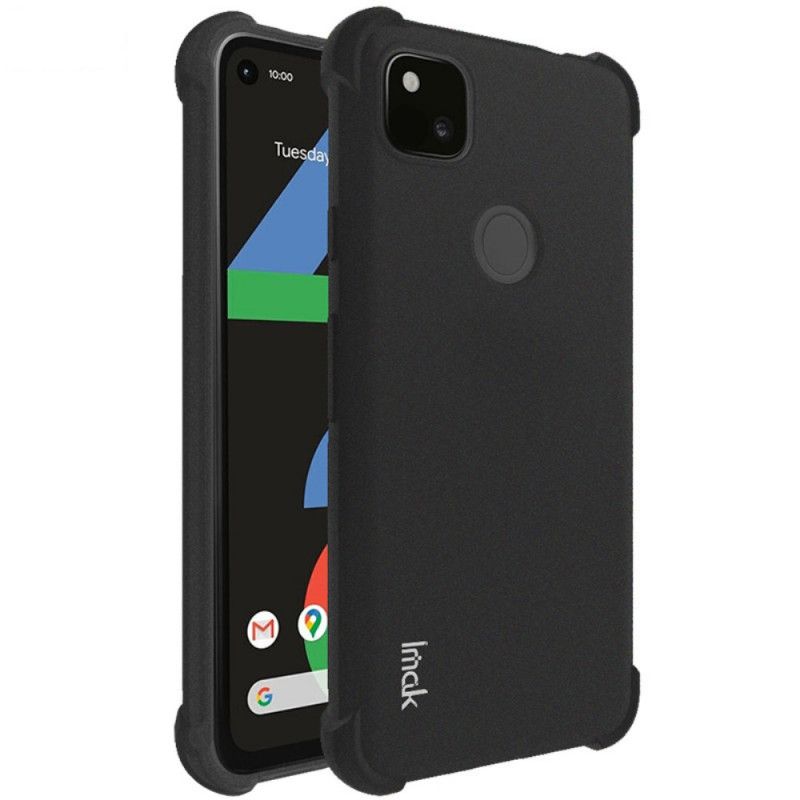 Futerały Google Pixel 4a Szary Czarny Etui na Telefon Elastyczny Silikon Z Folią Ekranującą Imak