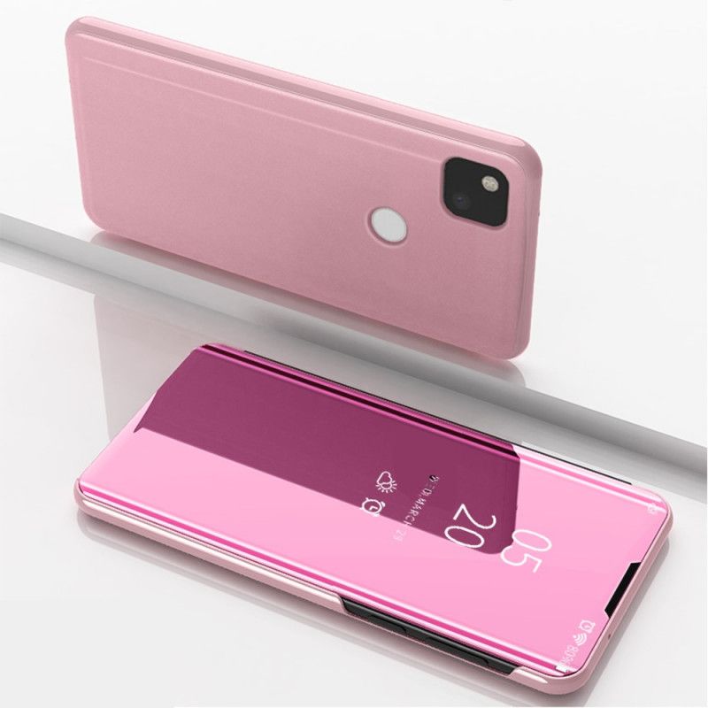 Zobacz Pokrywę Google Pixel 4a Magenta Czarny Lustro I Imitacja Skóry