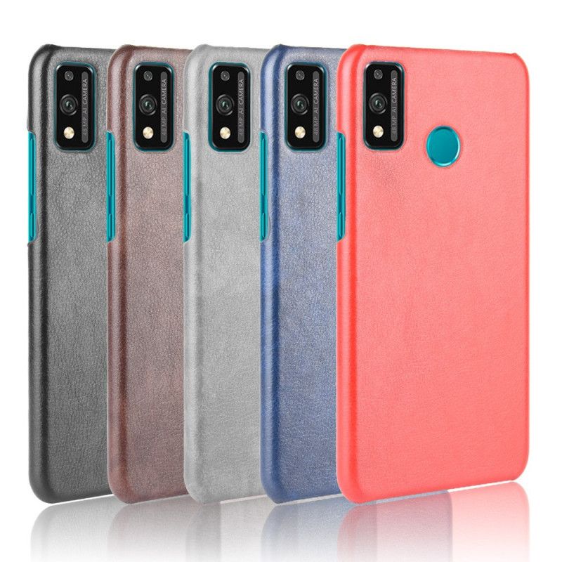 Etui Honor 9X Lite Szary Czarny Performance Imitacja Skóry Liczi