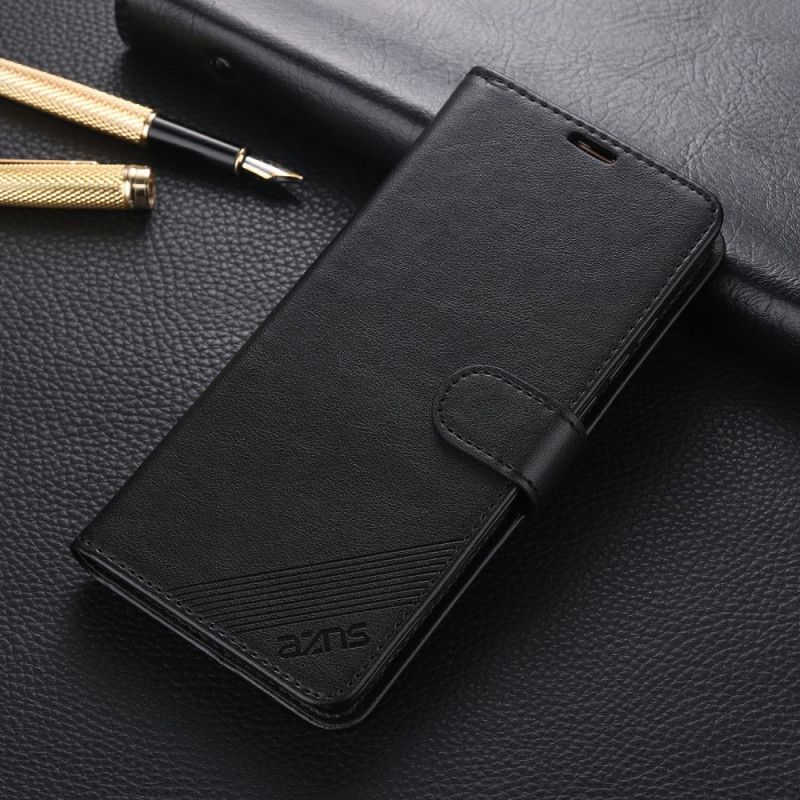 Etui Folio Xiaomi Mi 10 / 10 Pro Czerwony Czarny Imitacja Skóry Azns