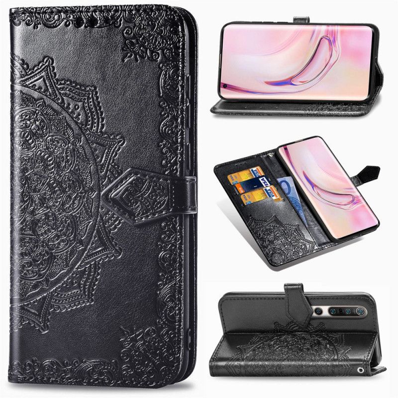 Etui Folio Xiaomi Mi 10 / 10 Pro Szary Czarny Mandala W Średnim Wieku