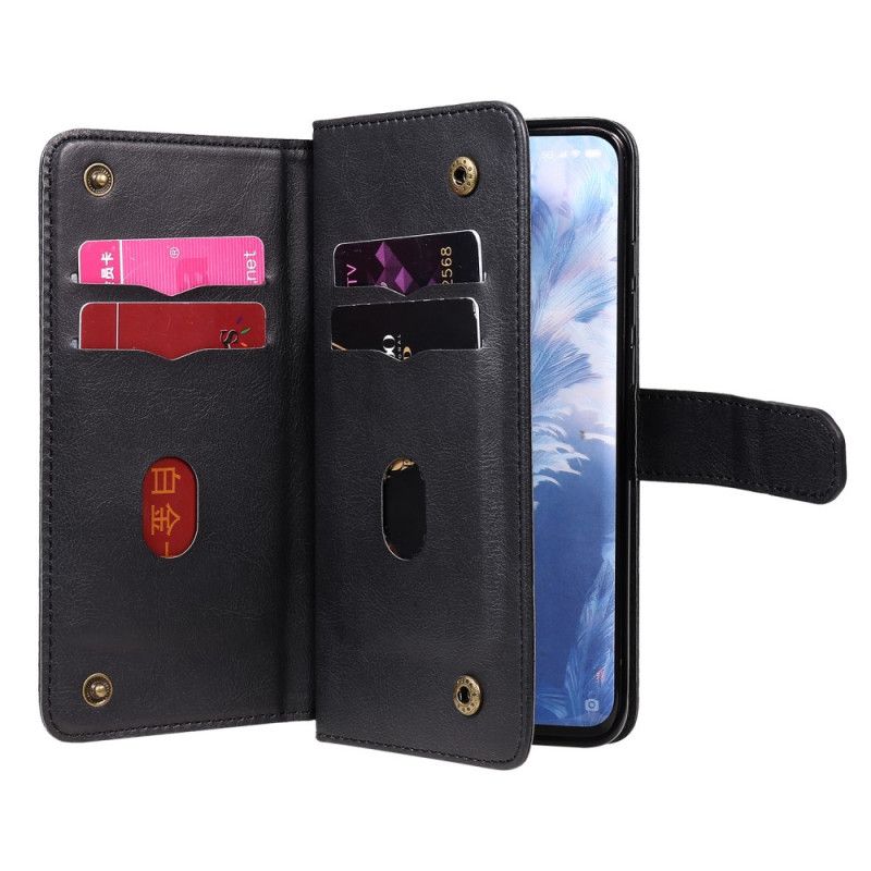 Etui Folio Xiaomi Mi 10 / 10 Pro Zielony Czarny Wielofunkcyjne Etui Na 10 Kart Etui Ochronne