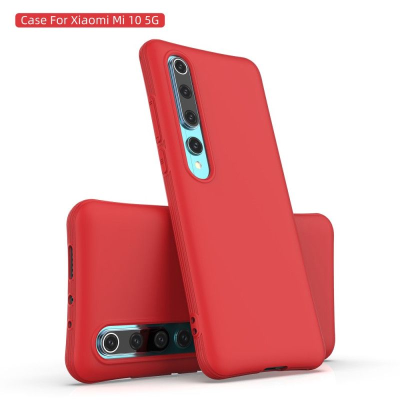 Etui Xiaomi Mi 10 / 10 Pro Czerwony Czarny Elastyczny Mat Silikonowy