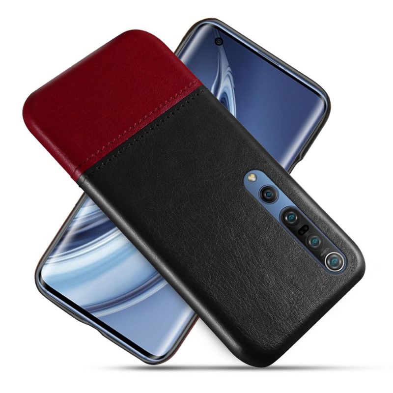 Etui Xiaomi Mi 10 / 10 Pro Czerwony Czarny Ksq Dwukolorowy Efekt Skóry