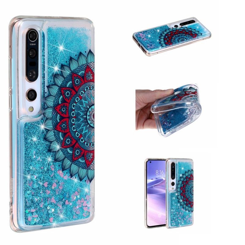 Etui Xiaomi Mi 10 / 10 Pro Jasnoniebieski Ciemnoniebieski Brokatowa Mandala Etui Ochronne