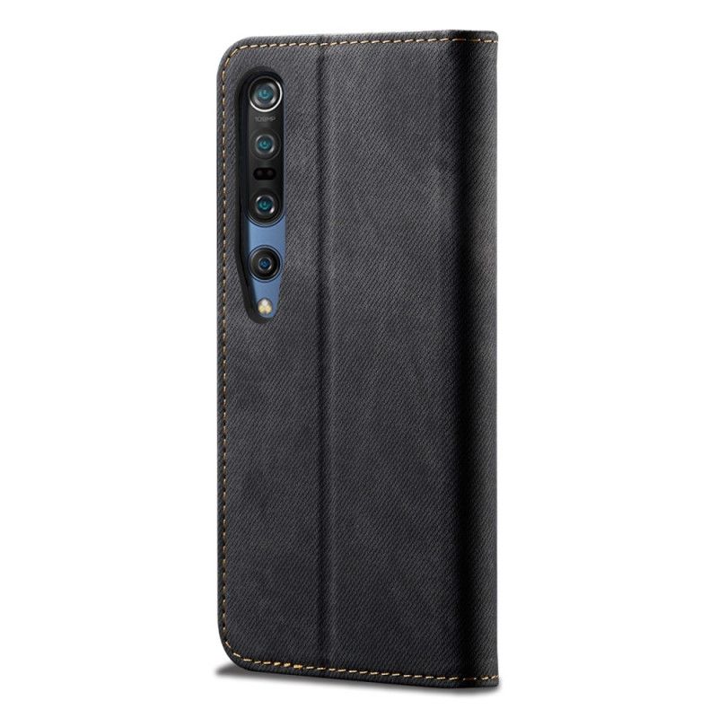 Flip Kotelot Xiaomi Mi 10 / 10 Pro Granatowy Czarny Tkanina Dżinsowa Etui Ochronne