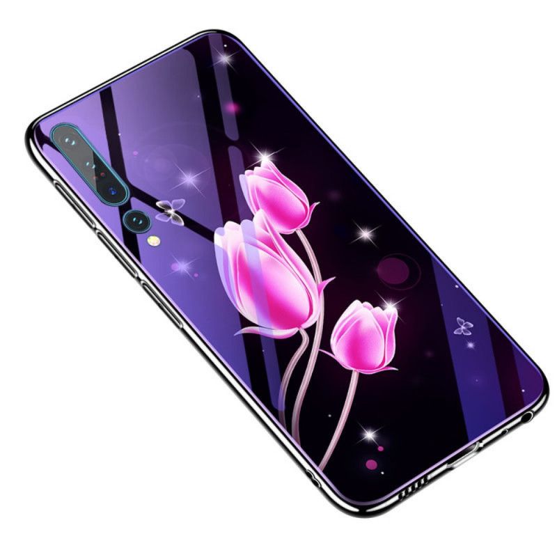 Futerały Xiaomi Mi 10 / 10 Pro Różowy Magenta Szkło Hartowane I Silikon Kwiatowy