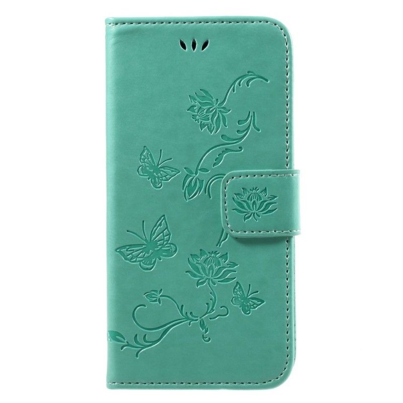 Etui Folio Samsung Galaxy J3 2017 Szary Czarny Motyle I Kwiaty Azji Etui Ochronne