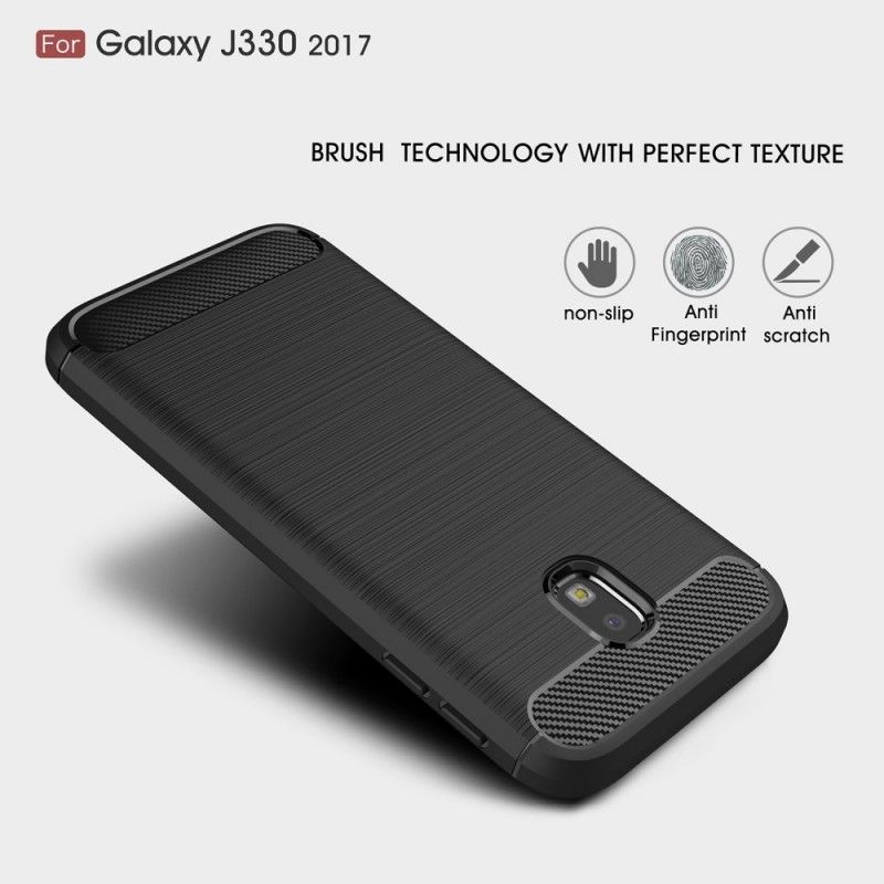 Etui Samsung Galaxy J3 2017 Szary Czarny Szczotkowane Włókno Węglowe