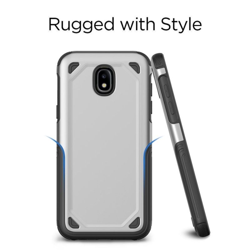 Etui Samsung Galaxy J3 2017 Szary Czarny Zbroja Z Efektem Metalu Etui Ochronne