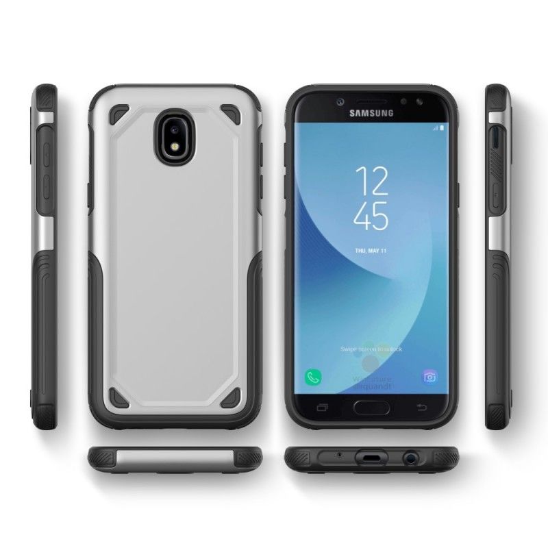 Etui Samsung Galaxy J3 2017 Szary Czarny Zbroja Z Efektem Metalu Etui Ochronne