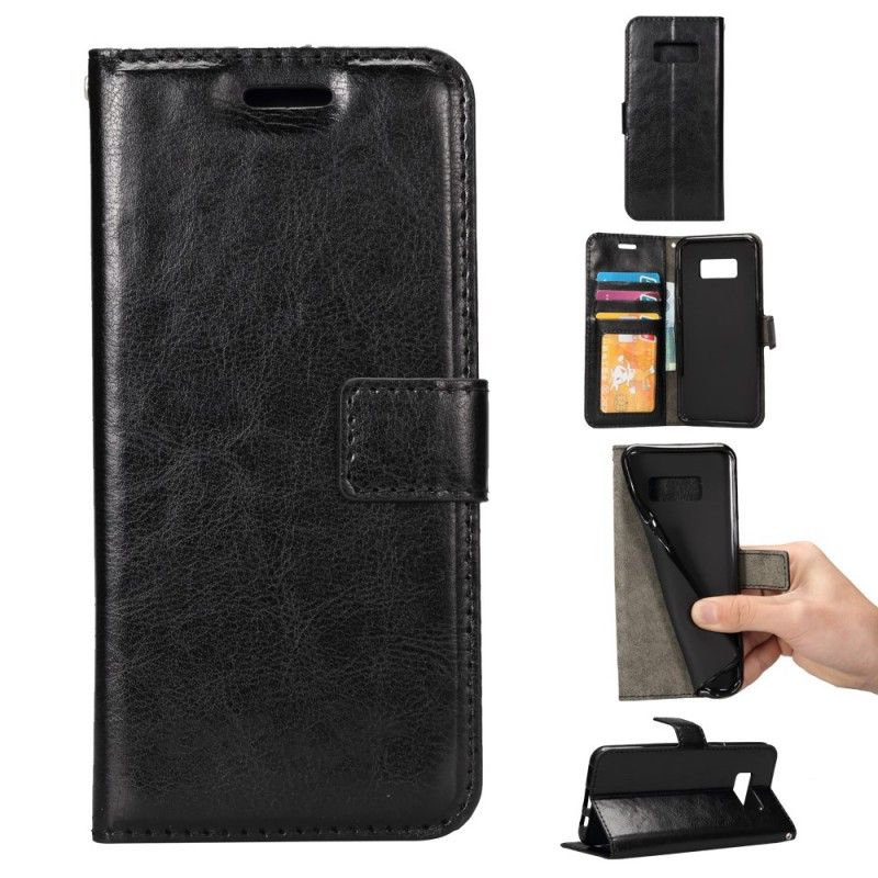 Etui Folio Samsung Galaxy S8 Plus Czarny Efekt Skóry Etui Ochronne