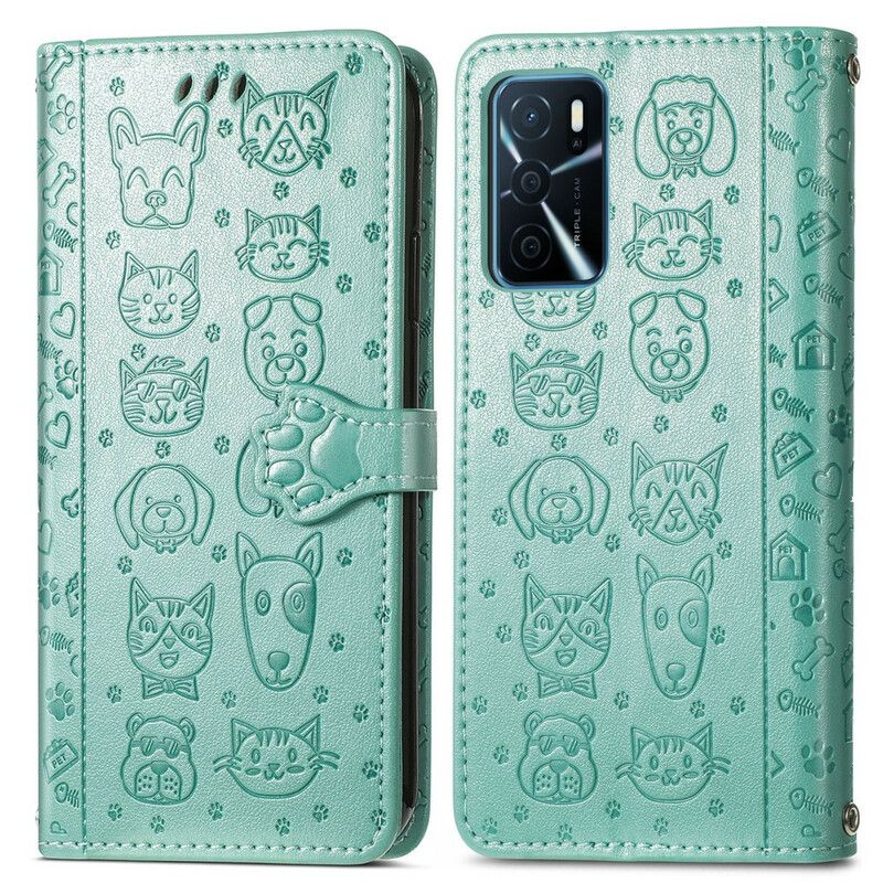 Etui Folio Oppo A16 / A16s Animowane Zwierzęta Etui Ochronne