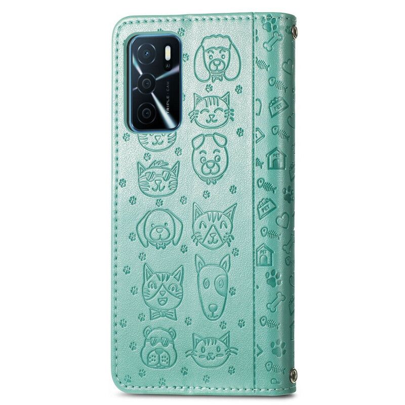 Etui Folio Oppo A16 / A16s Animowane Zwierzęta Etui Ochronne