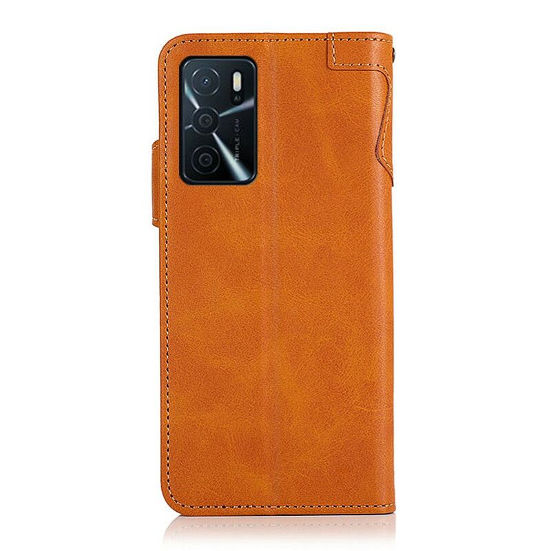 Etui Folio Oppo A16 / A16s Guzik Ze Sztucznej Skóry Khazneh Etui Ochronne