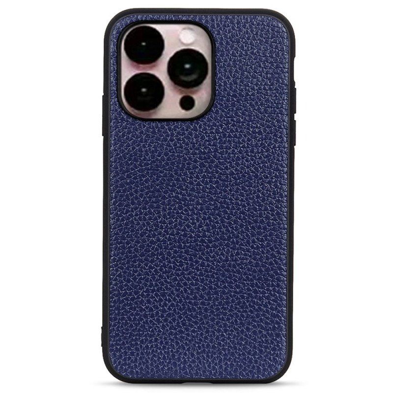 Etui do iPhone 14 Pro Max Prawdziwa Skóra Litchi