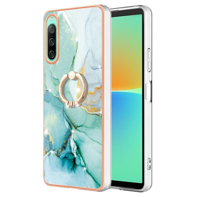 Etui do Sony Xperia 10 IV Marmur Ze Wspornikiem Pierścienia